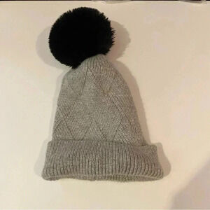 Anthropologie Grey Pom Beanie